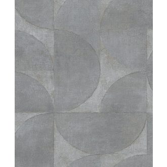   Marburg Vintage Deluxe 32820 Vintage Geometrikus Grafikus beton háttéren óriás körök körívek szürke szürkésbarna ezüst arany tapéta
