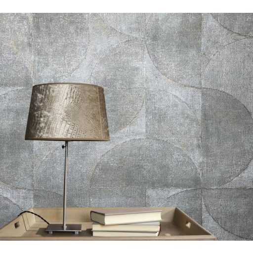 Marburg Vintage Deluxe 32820 Vintage Geometrikus Grafikus beton háttéren óriás körök körívek szürke szürkésbarna ezüst arany tapéta