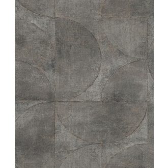   Marburg Vintage Deluxe 32821 Vintage Geometrikus Grafikus beton háttéren óriás körök körívek szürke szürkésbarna zöldeskék ezüst rézszín tapéta