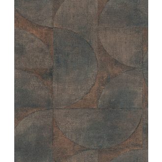   Marburg Vintage Deluxe 32822 Vintage Geometrikus Grafikus beton háttéren óriás körök körívek kék barna narancs/terra rézszín tapéta