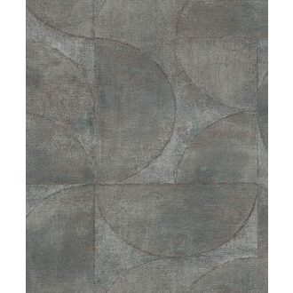   Marburg Vintage Deluxe 32823 Vintage Geometrikus Grafikus beton háttéren óriás körök körívek kék szürke szürkésbarna ezüst rézszín tapéta