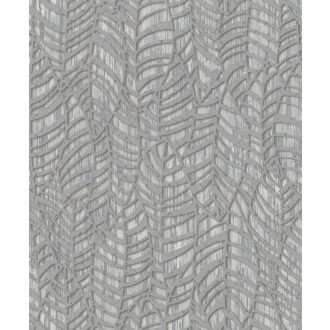   Stilizált levelek hangsúlyos erezettel 3D hatás enyhe csillogás szürke tónusok bézsarany tapéta