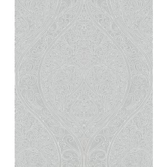   Elegáns nagyformátumú szecessziós díszítőminta enyhe csillogás szürke törtfehér tapéta
