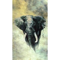   Váratlan vendég! Nappaliba betoppanó elefánt motívuma sötétszürke fekete sárga és törtfehér tónus falpanel