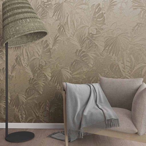 Marburg Botanica 33303 Botanikus "buja" levélmotívum gyönyörű dombornyomással bézsarany arany rézszín tapéta