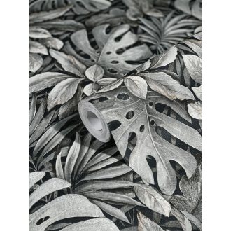   Marburg Botanica 33305 Botanikus egzotikus levélmotívum barna szürke antarcit ezüst tapéta