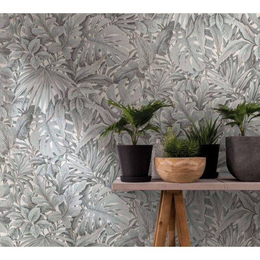 Marburg Botanica 33306 Botanikus egzotikus levélmotívum szürke barna ezüst antracit fehér tapéta