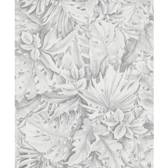   Marburg Botanica 33308 Botanikus egzotikus levélmotívum szürke fehér ezüst tapéta