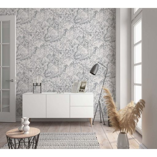 Marburg Botanica 33308 Botanikus egzotikus levélmotívum szürke fehér ezüst tapéta