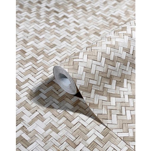 Marburg Botanica 33309 Natur Szőtt bambusz halszálkás mintával dombornyomás bézs és barna árnyalatok tapéta