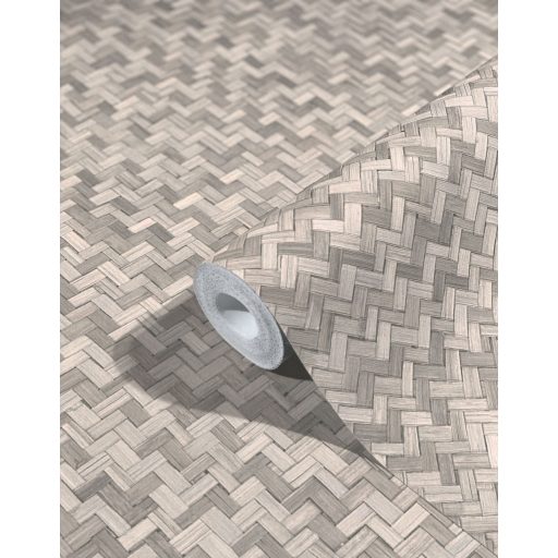 Marburg Botanica 33311 Natur Szőtt bambusz halszálkás mintával dombornyomás bézs szürkésbézs és barna árnyalatok tapéta