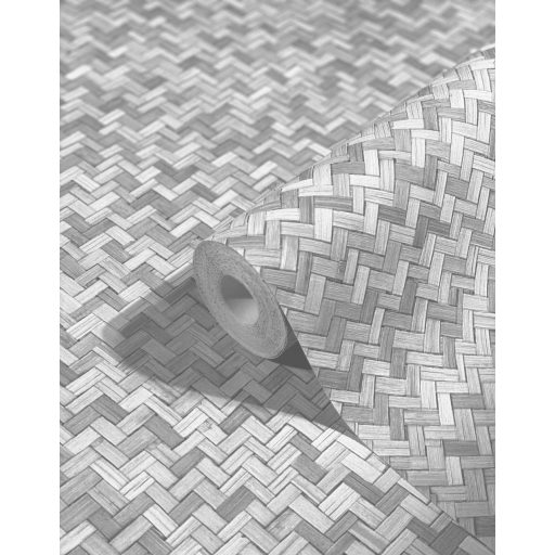 Marburg Botanica 33314 Natur Szőtt bambusz halszálkás mintával dombornyomás szürkésfehér szürke árnyalatok ezüst tapéta