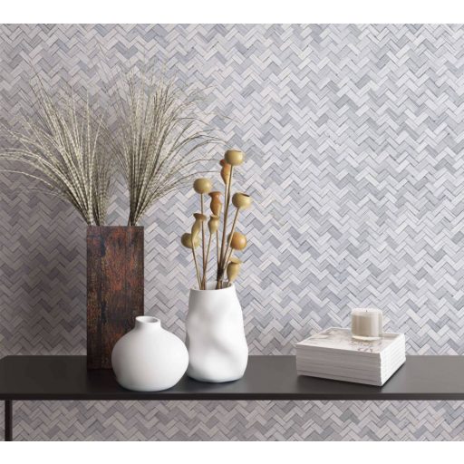 Marburg Botanica 33314 Natur Szőtt bambusz halszálkás mintával dombornyomás szürkésfehér szürke árnyalatok ezüst tapéta