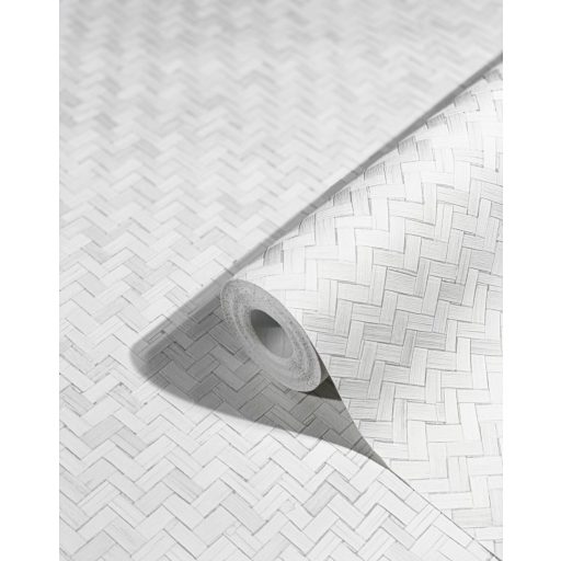 Marburg Botanica 33315 Natur Szőtt bambusz halszálkás mintával dombornyomás szürkésfehér fehér tapéta