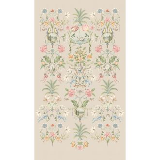   Romantikus egyedi motívum - Virágok madarak narancsfák és toszkán szímbólumok szürkésbézs málnaszín zöld és sokszínű tónus falpanel