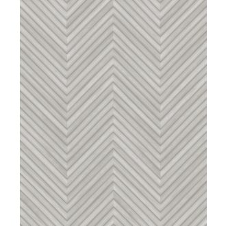   Nyílformába rendezett valósághű keskeny fa parkettminta szürkésfehér és szürke tónus tapéta