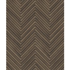   Nyílformába rendezett valósághű keskeny fa parkettminta barna és sötétbarna/fekete tónus tapéta