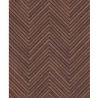   Nyílformába rendezett valósághű keskeny fa parkettminta vörösesbarna és sötétbarna/fekete tónus tapéta