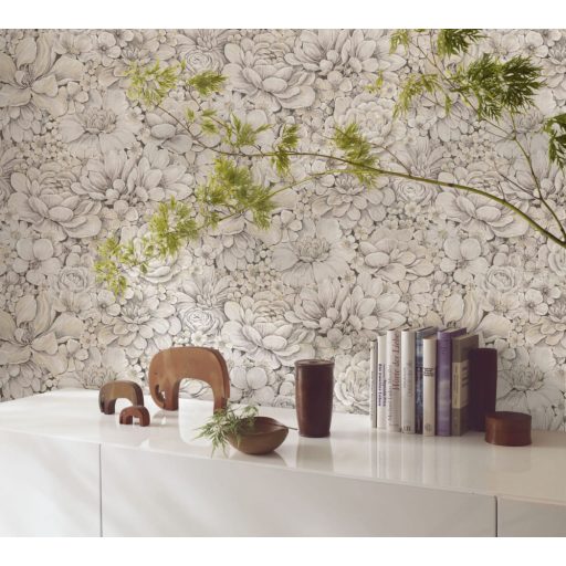 Marburg Botanica 33951 Botanikus Pazar virágmotívum valóságos virágtenger krémszürke bézs barna ezüst tapéta