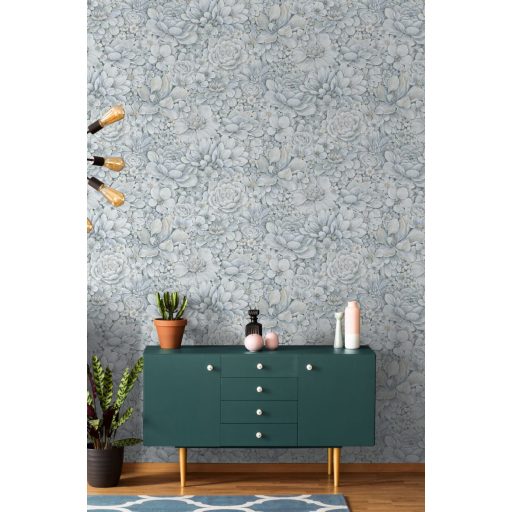 Marburg Botanica 33953 Botanikus Pazar virágmotívum valóságos virágtenger törtfehér kék szürke  ezüst tapéta