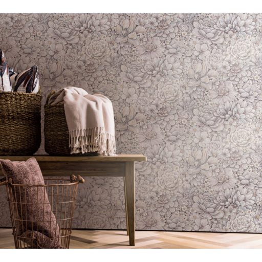 Marburg Botanica 33954 Botanikus Pazar virágmotívum valóságos virágtenger törtfehér ó-rózsaszín ezüst tapéta