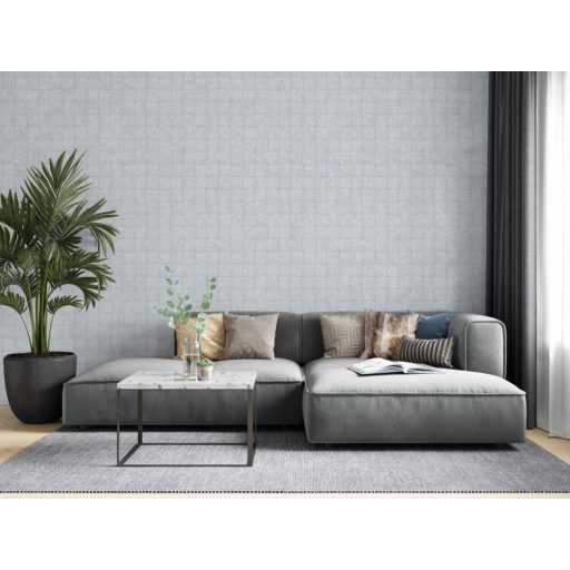 Marburg Botanica 33969 Natur Geometrikus Design négyzetek vászonstruktúra szürkés halvány türkiz tapéta