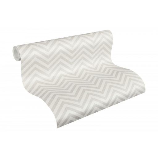 As-Creation Scandinavian Style 34139-1 Grafikus cikk-cakk minta fehér szürke ezüst enyhe fény tapéta