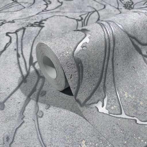 Beton háttéren absztrakt fénylő vonalmintázat szürke és ezüst tónus tapéta