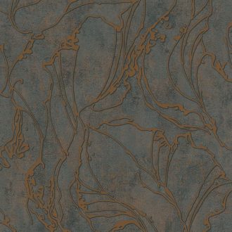   Beton háttéren absztrakt fénylő vonalmintázat antracit és rézszín tónus tapéta