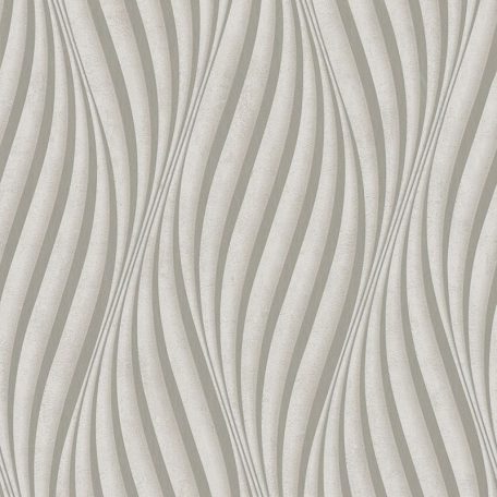 Absztrakt hullám (spirál)minta beton háttéren 3D szürke szürkésbézs és ezüst tónus fénylő mintarajzolat tapéta