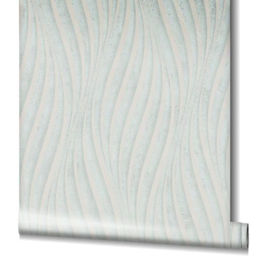 Absztrakt hullám (spirál)minta beton háttéren 3D zöld/szürkészöld és gyöngyház tónus fénylő mintarajzolat tapéta