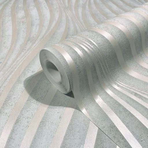 Absztrakt hullám (spirál)minta beton háttéren 3D zöld/szürkészöld és gyöngyház tónus fénylő mintarajzolat tapéta