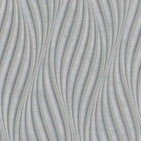 Absztrakt hullám (spirál)minta beton háttéren 3D szürke és ezüst tónus fénylő mintarajzolat tapéta