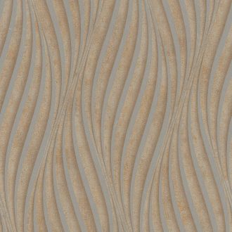   Absztrakt hullám (spirál)minta beton háttéren 3D barna és arany tónus fénylő mintarajzolat tapéta