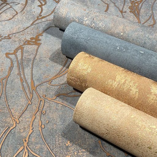 Vintage Look indusztriális beton megjelenés fémes akcentussal barna és rézszín tónus tapéta