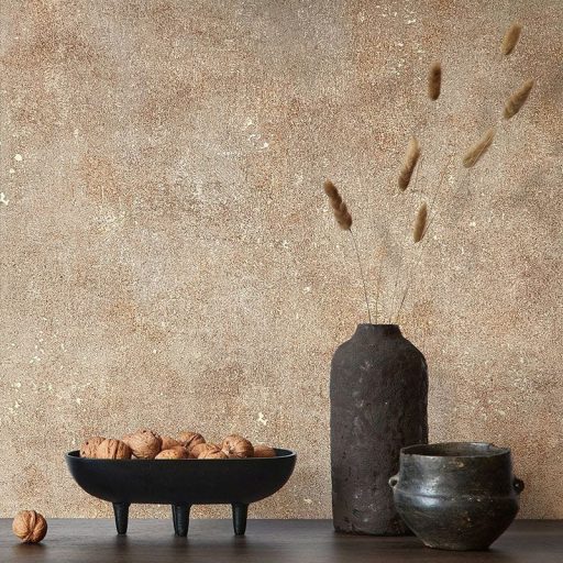 Vintage Look indusztriális beton megjelenés fémes akcentussal bézs szürkésbézs és rézszín tónus tapéta