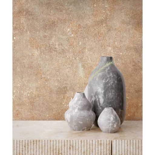 Vintage Look indusztriális beton megjelenés fémes akcentussal bézs szürkésbézs és rézszín tónus tapéta