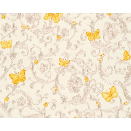As-Creation Versace 3, 34325-3  indaminta pillangókkal krémfehér  bézs aranysárga tapéta