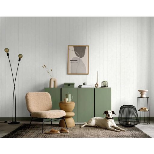 Megfolyó vonalazású csíkos designminta textil háttéren világosszürke és ezüstszürke tónus tapéta