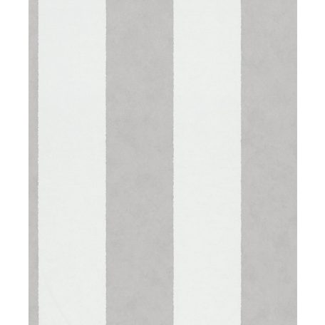 Széles sávokkal kialakított blokkcsíkos minta textil háttéren fehér és szürke tónus tapéta