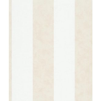   Széles sávokkal kialakított blokkcsíkos minta textil háttéren fehér és bézs/világosbarna tónus tapéta