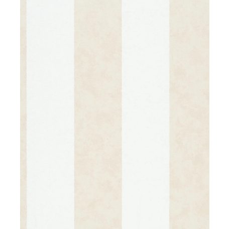 Széles sávokkal kialakított blokkcsíkos minta textil háttéren fehér és bézs/világosbarna tónus tapéta