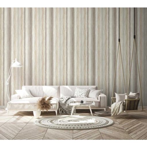 Művészi színátmenetes akvarell csíkos design textil háttéren szürkésfehér szürke bézs barna és szürkésbarna tónus tapéta