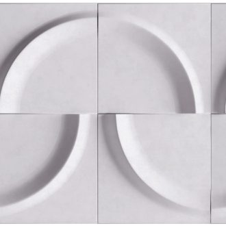   Eltolt negyed és félkörök háromdimenziós designmintája törtfehér szürke szürkéslila és lila tónus tapéta