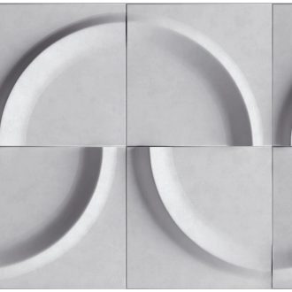   Eltolt negyed és félkörök háromdimenziós designmintája szürkésfehér szürke és sötétszürke tónus tapéta