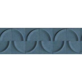   Eltolt negyed és félkörök háromdimenziós designmintája kék és sötétkék tónus bordűr