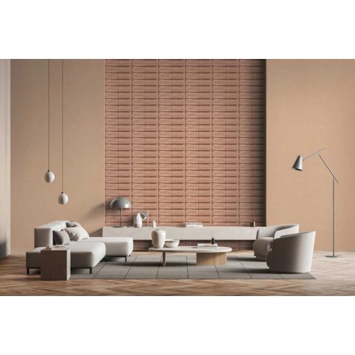 Nyújtott téglalapok lekerekített 3D absztrakt mintája barna sötétbarna és narancsos/vöröses/barna tónus tapéta