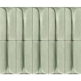   Nyújtott lekerekített téglalapok 3D absztrakt mintája világoszöld zöld és sötétzöld tónus tapéta