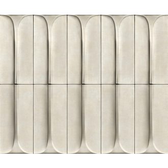   Nyújtott lekerekített téglalapok 3D absztrakt mintája krémfehér bézs szürkésbézs és sötétbarna tónus tapéta