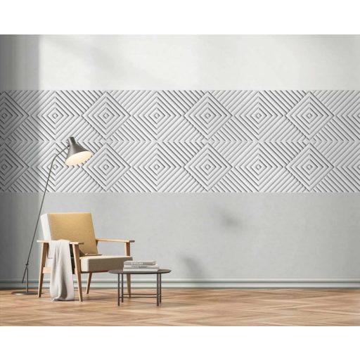 Gigantikus mélységből feltáruló koncentrikus rombuszok 3D geometrikus mintája szürkésfehér szürke és sötétszürke tónus tapéta